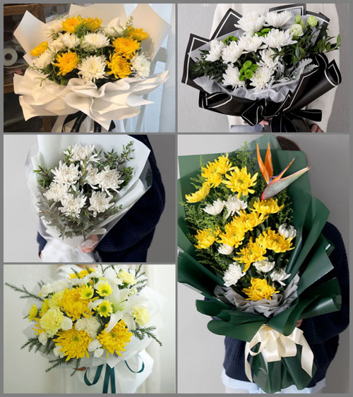山东青岛莱西市河头店镇西钟芝村白事花束代送